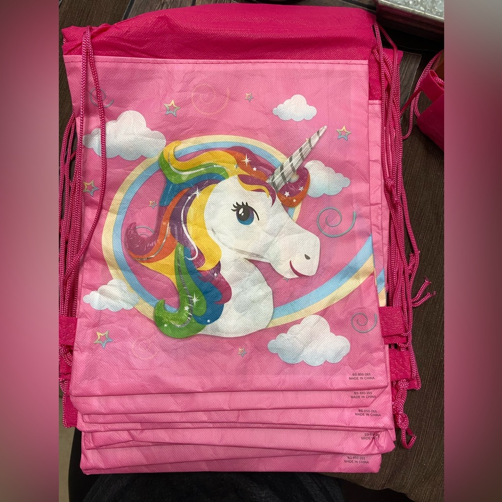 NEW!! Lot of 9 Unicorn drawstring bags